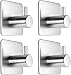 Adhesive Hooks Heavy Duty Wall Hooks Waterproof Stainless Steel Hooks for Hanging Coat, Hat,Towel Robe Hook Rack Wall Mount- Bathroom and Bedroom 4-Packs