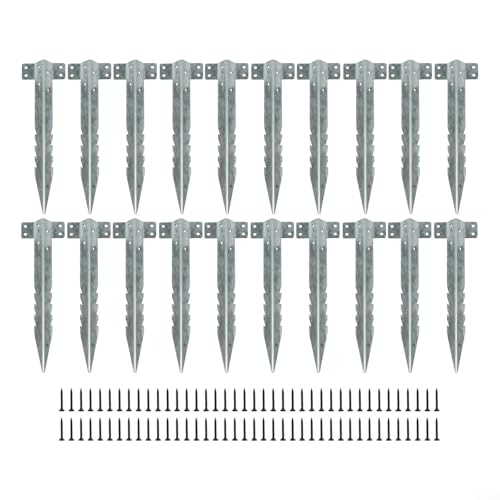 Lot de 20 supports de traverses en métal pour lits surélevés de jardin, murs de soutènement, bords d'allée et supports en bois
