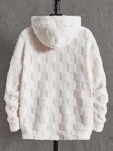 Verdusa Men's Fuzzy Pullover Hoodie Long Sleeve Letter Embroidery Hooded Sweatshirt2