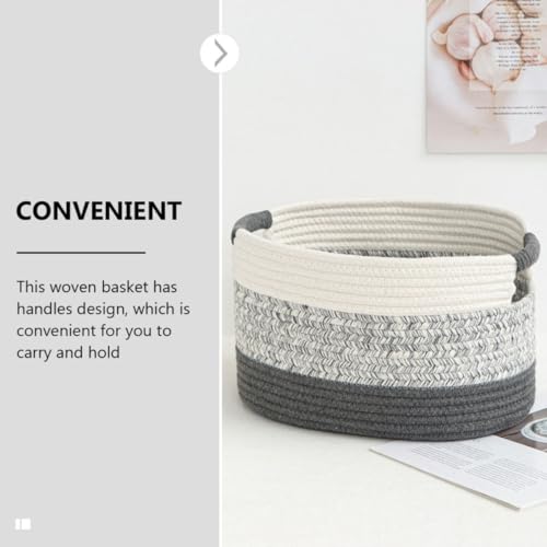Panier tressé décoratif haut de gamme en coton avec poignées intégrées - 5