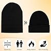 Kunoli 2 Pack Beanie Hat Men, Black Fisherman Beanie Hat, Stylish Ribbed Knit Hat, Knitted Cuffed Warm Winter Hat, Skull Caps for Men and Women,Unisex (UK, Numeric, 6 5/8, 7 3/8, Black) #4