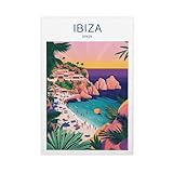 NLKQHTF Póster artístico de Ibiza en lienzo, decoración de pared, pinturas para sala de estar, dormitorio, decoración de 20 x 30 pulgadas (50 x 75 cm)