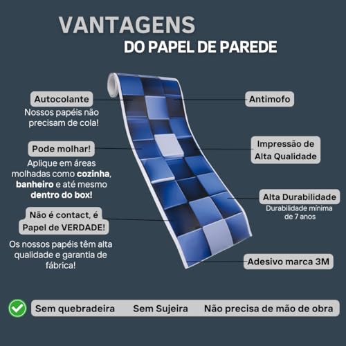 Faixa Decorativa 3,60mx15cm Pastilhas de Piscina Adesivo Autocolante Lavável Azul - Defacile