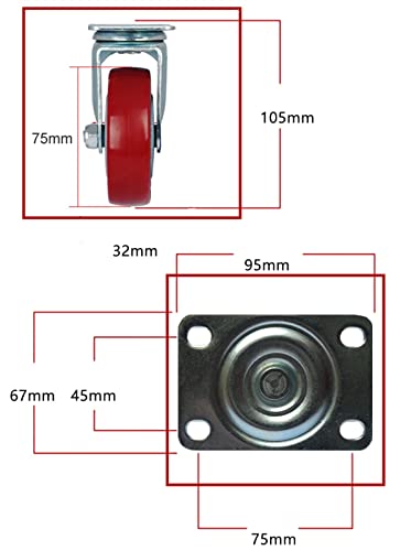 Roue de chariots à roulettes directionnelles PVC avec frein 3" 2pcs - 2