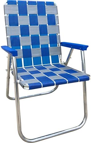Lawn Chair USA - Outdoor Chairs for Camping, Sports and Beach. Chairs Made with Lightweight Aluminum Frames and UV-Resistant Webbing. Folds for Easy Storage (Classic, Blue//Silver)