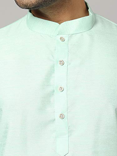 Image of Uri and MacKenzie Banarasi Dupion Silk Solid Kurta Churidar Pyjama Set for Men