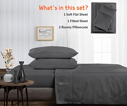 Sgi 1000 Tc 100% Egyptian Cotton Bed Sheets, Luxurious Soft For Premium Hotel Quality 4Pc Sheet Set - 1 Fitted Sheet, 1 Flat Sheet & 2 Pillowcase 15" Inch Deep Pocket (King, Dark Grey Solid) #TOP1
