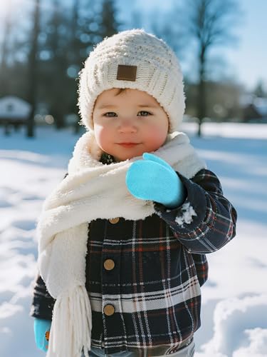 Image of Cooraby 6 Pairs Toddler Magic Stretch Mittens Winter Unisex Baby Knitted Gloves Mittens