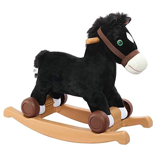 Rockin' Rider Cocoa 2-in-1 Pony Plush Ride-On, Black