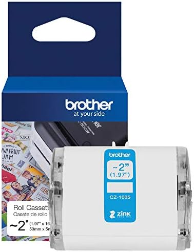 Brother Genuine CZ-1005 Continuous Length ~ 2 (1.97”) 50 mm Wide x 16.4 ft. (5 m) Long Label roll Featuring Zink Zero Ink Technology