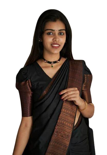Image of Flosive Women's Present Banarasi Soft Lichi Silk Saree Beautiful Jacquard Rich Pallu Design Work Zari Woven Kanjivaram Silk Style Saree Induja Copper With Soft Lichi Silk Blouse Piece
