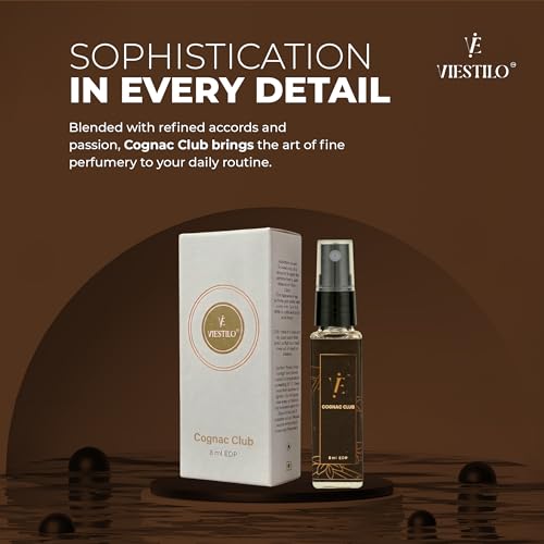 Image of Cognac Club Eau de Parfum - Warm Gourmand Luxury Perfume Spray with Cinnamon, Vanilla & Sandalwood Notes - Long Lasting, Bold Enigmatic Scent for Men & Women, 8 ml (Travel Size)