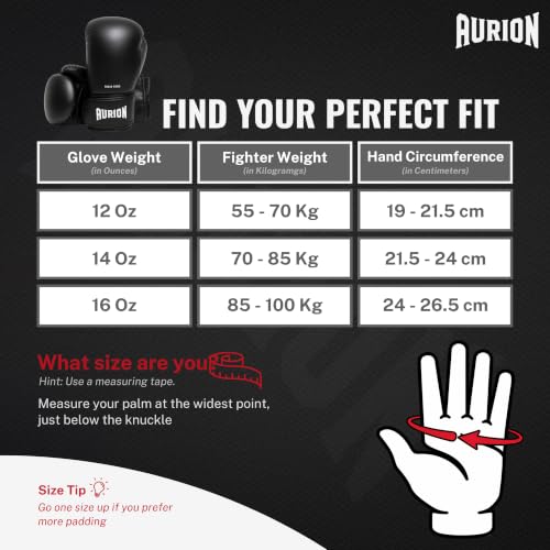 Image of Aurion Boxing Gloves for Men 14 Oz, Training Boxing Gloves for Women for Boxing, MMA Gloves and Kickboxing, Ideal for Sparring, Heavy Bag Work for Boxing Users