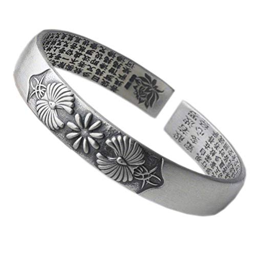 Bracelet manchette ajustable en argent sterling 999 pour poignet mixte