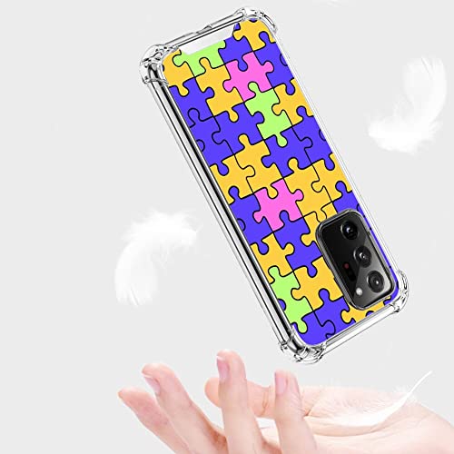 Mavzihok Case For Samsung Galaxy Note 20 Ultra 5G Designer Colorful Jigsaw Puzzle Pieces Ultra Slim Profile Protects Against Drop Shockproof Duty Shockproof Clear Smartphone Case Tmtp #TOP3