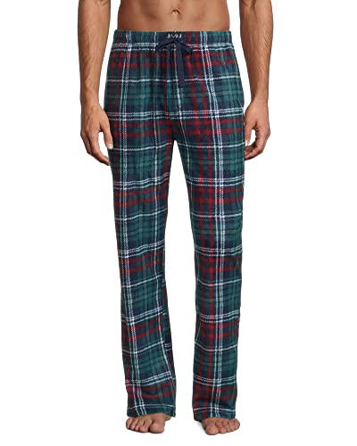 Lucky Brand Men's Navy Plaid Fleece Pajama Pants - Ultra Soft, Breathable, Lounge & Sleep Pants, Size Large