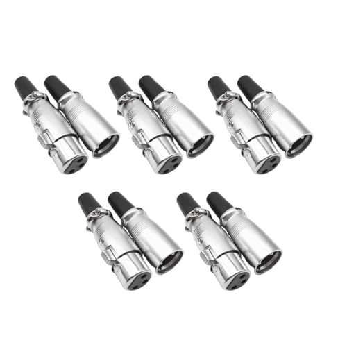 DBEIXIWEI XLR 3-poliger Stecker und Buchse, Audio-Mikrofonkabel, Steckverbinder, Audio-Buchse, 5 Paar XLR-Stecker und Buchse