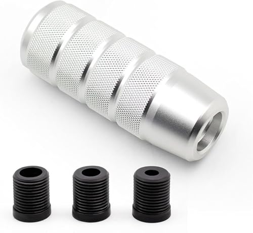 95mm Aluminum Weighted Shift Knob – Universal Car Shifter Knob with 3 Adapters (M8/M10/M12) | Manual Transmission Gear Shift Lever for Cars, Trucks & SUVs (Silver)