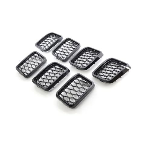 フロントグリル に適合する グランド に適合する チェロキー 2017-2021 ハニカムメッシュグリルカバー フロントバンパー レーシンググリル キドニーグリル(Glossy Blk)