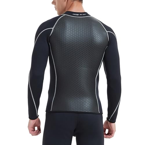 Chaqueta superior de traje de neopreno para hombre de 3mm con manga larga para buceo, para calor y comodidad, traje para aguas frías (Negro_Mediano) miniatura 3