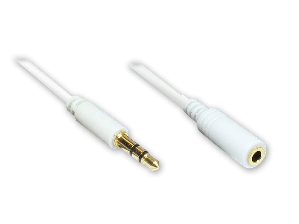 Good Connections prolunga Jack, Cavo di prolunga audio, 3 poli, jack maschio a jack femmina, 20 m NERO Prolunga - 3 poli 2,0 m bianco