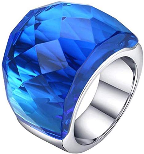 HIJONES Men Women Stainless Steel Cubic Zirconia Royal Crystal Rings Wrap Band Cocktail Style