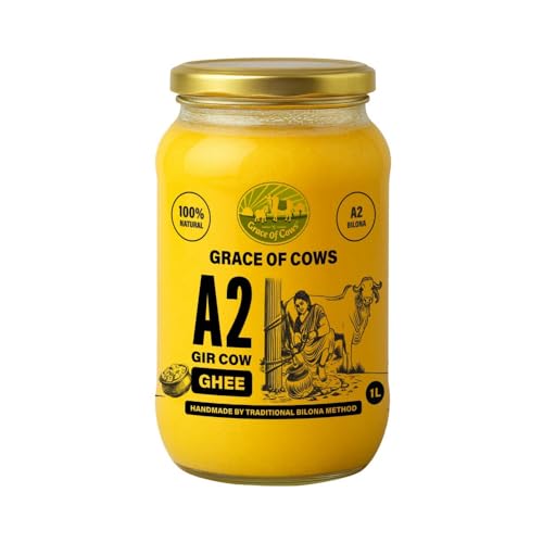 Image of Grace of Cows A2 Gir Cow Ghee 1L - 100% Pure & Natural Desi Ghee Made Using Traditional Bilona Method - For Cooking, Digestion & Daily Wellness