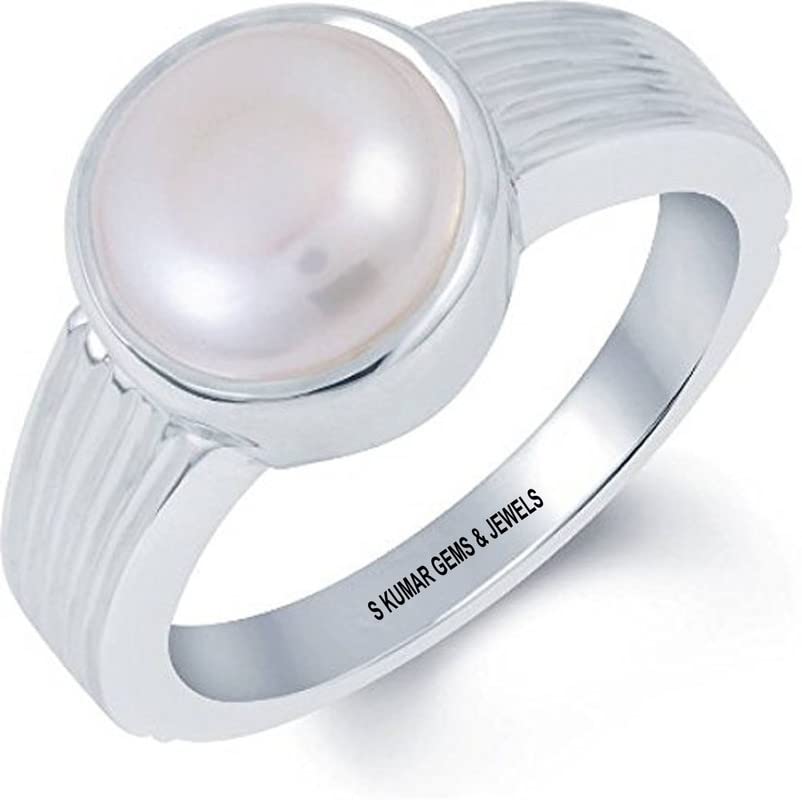 s kumar gems & jewels Certified Original Pearl (Moti) Gemstone 8.25 Ratti or 7.50 Ct Sterling Silver Ring for Men and Women-picture-38