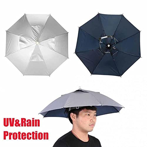 Chapéu de guarda-chuva dobrável com proteção UV para mulheres e homens, guarda-chuva de mãos livres