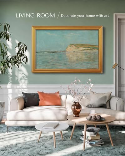 Image of Large Gold Framed Wall Art, Landscape Wall Decor - Endless Blue -24 x 36 IN