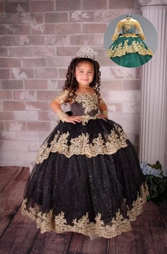Lace Tulle Flower Girl Dresses for Wedding Applique Elegant Long Princess First Communion Dresses2