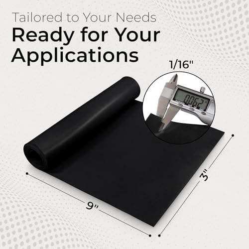 Image of Exactly Rubber - Commercial Grade Silicone Sheet, 60A Durometer Silicone Mat, -80 to 450F Temperature Resistant Rubber Mat, Rubber Sheet with 350% Elongation, Made in The USA, 1 /16 x 3 inch x 9 inch, Black