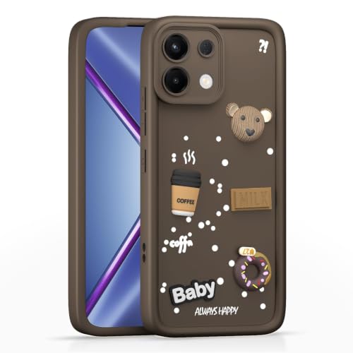 Image of Bintage Cute Fun Ball | Taddy Cartoon 3D Smiley Coffee Cup | Milk Donut | Full Camera Protection Back Cover Compatible for Oppo CPH2729 / Oppo K13 5G - Brown