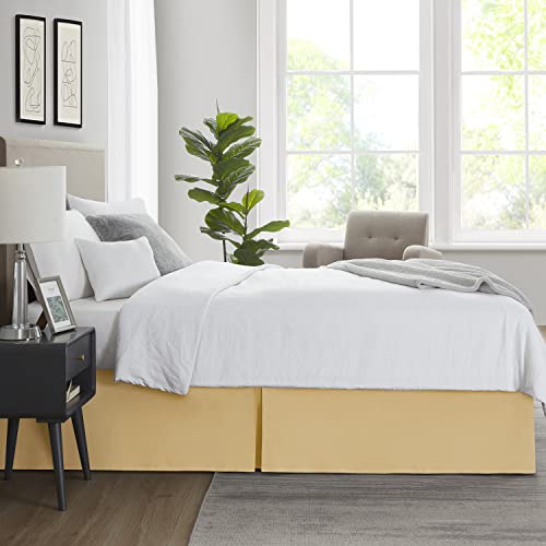 Image of Nestl Gold Full Bed Skirt - Full Size Bed Skirt 14 Inch Drop - Brushed Microfiber Bed Skirts - Hotel Quality Pleated Bed Skirt - Shrinkage & Fade Resistant