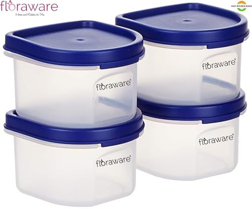 Floraware Food Safe Modular Plastic Storage Containers, Storage Jar with Lid, Pack of 4, BPA Free, 280ml, Blue (B0C61WXJMG) Amazon Price History, Amazon Price Tracker