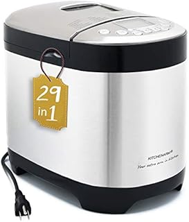 KITCHENARM 29-in-1 SMART Bread Machine with Gluten Free Setting 2LB 1.5LB 1LB Bread Maker Machine with Homemade Cycle - Stainless Steel Breadmaker with Recipes Whole Wheat Bread Making Machine