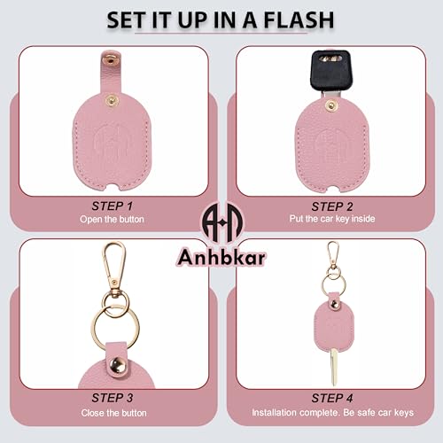 Image of Leather Keys Sleeve for Broken Car Key Loop Replacement - Cute Keychain Cover - Protector, Holder for Men & Women