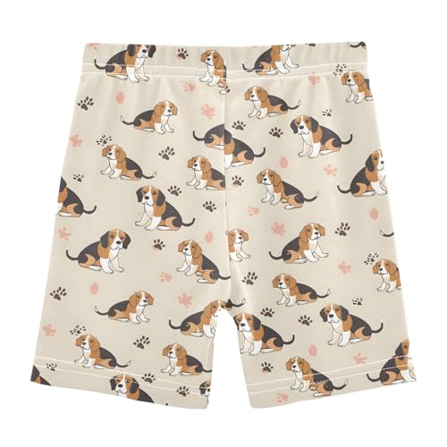 Beagle Dog Pattern Girls Shorts Elastic Waist Sports Shorts Girls Leggings Pants for 4-10 Years2