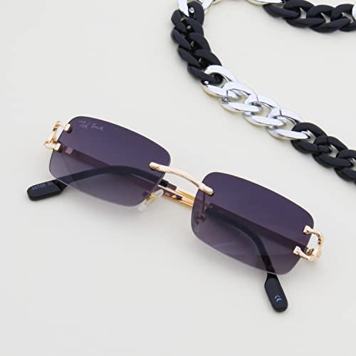 Image of Ted Smith Mens Womens Polycarbonate Uv Protection Metal Rectangular Sunglasses