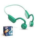 Kids Bluetooth Headphones, Air Conduction Open-Ear Headphones, Mic/Touch, 85dB Safe Volume & Parental Control, Clear Audio, 1.06oz, Rugged & Durable, IP54, 20H, Earbuds for School/Travel - Green