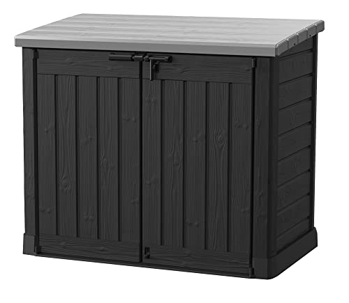 Image of Keter Store-It-Out Prime XL 4.75 x 2.6 Foot Resin Outdoor Storage Shed with Double Doors and Easy Lift Hinges, Perfect for Trash Cans, Garden and Yard Tools, and Pool Toys, Black