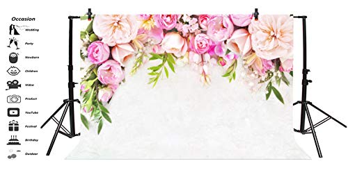 Haoyiyi 5X3Ft Mother's Day Backdrop Rustic Pink White Floral Flower Lace Green Plant Women Day Photography Background Kids Lovers Baby Shower Wedding Ceremony Decor Portrait Photo Booth Studio Props #TOP1