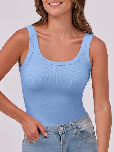 Image of ANRABESS Womens Sleeveless Scoop Neck Tank Top Ribbed Fitted Summer Basic Slim Cute Tops 2026