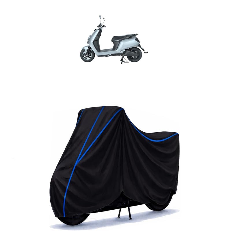 Image of Scooty Cover Water Resistant for e-Bike Glob | Universal Scooter & Bike Cover | Heavy Duty UV Dust, Rain & Scratch Protection Weather Indoor Outdoor | Black with Blue Piping