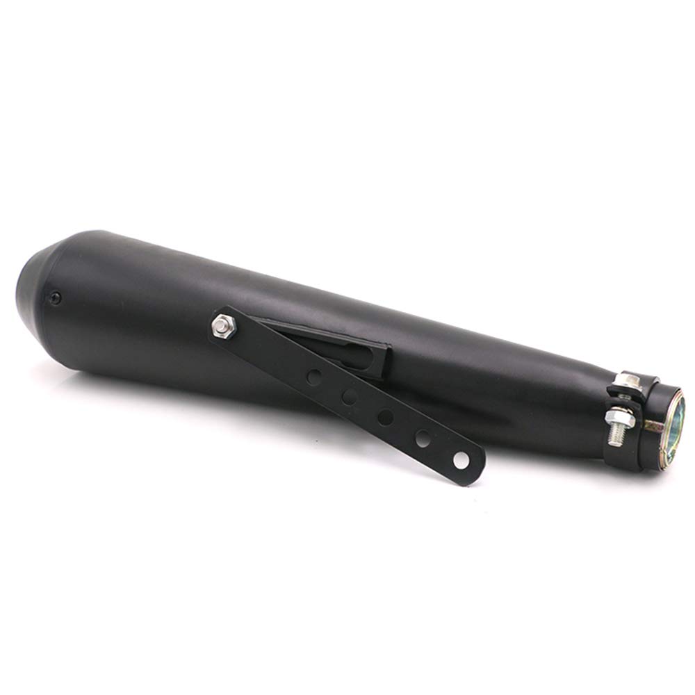 Moto Marmitta Tubo di scarico per 35mm 38mm 41mm 43mm 45mm per Chopper Cruiser Bobber Old School Cafe Racer (Nero)