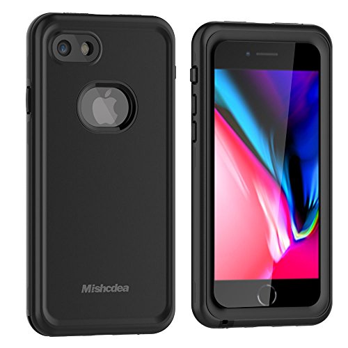 Mishcdea Funda iPhone 7/8 Impermeable, Carcasas IP68 Waterproof para iPhone 7/8 con Protector de Pantalla Incorporado (Negro)