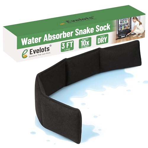 Image of Evelots Water Absorber Snake Sock - Reusable Water Barrier - Absorbs 10 Times its Weight-Great for Leaks & Spills from Doors, Windows, Water Tank, Heavy Rain, Shower Tub-3 Feet Long