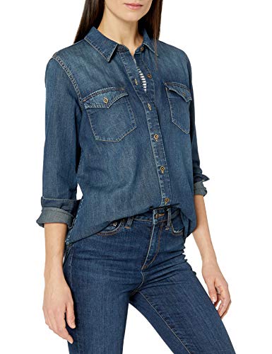 Marca Amazon - Goodthreads Denim Shirt novelty-t-shirts, Desteñido oscuro, US L (EU L - XL)