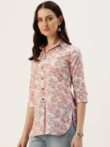 Image of feranoid Classic Collared Cotton Shirt with 3 /4 Sleeve for a Timeless Casual Look