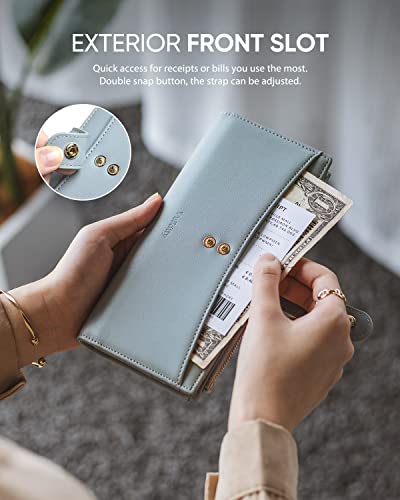 Vulkitty Wallet For Women Large Capacity Leather Purse Rfid Blocking Credit Card Organizer With Zipper Pocket(Blue) #TOP1